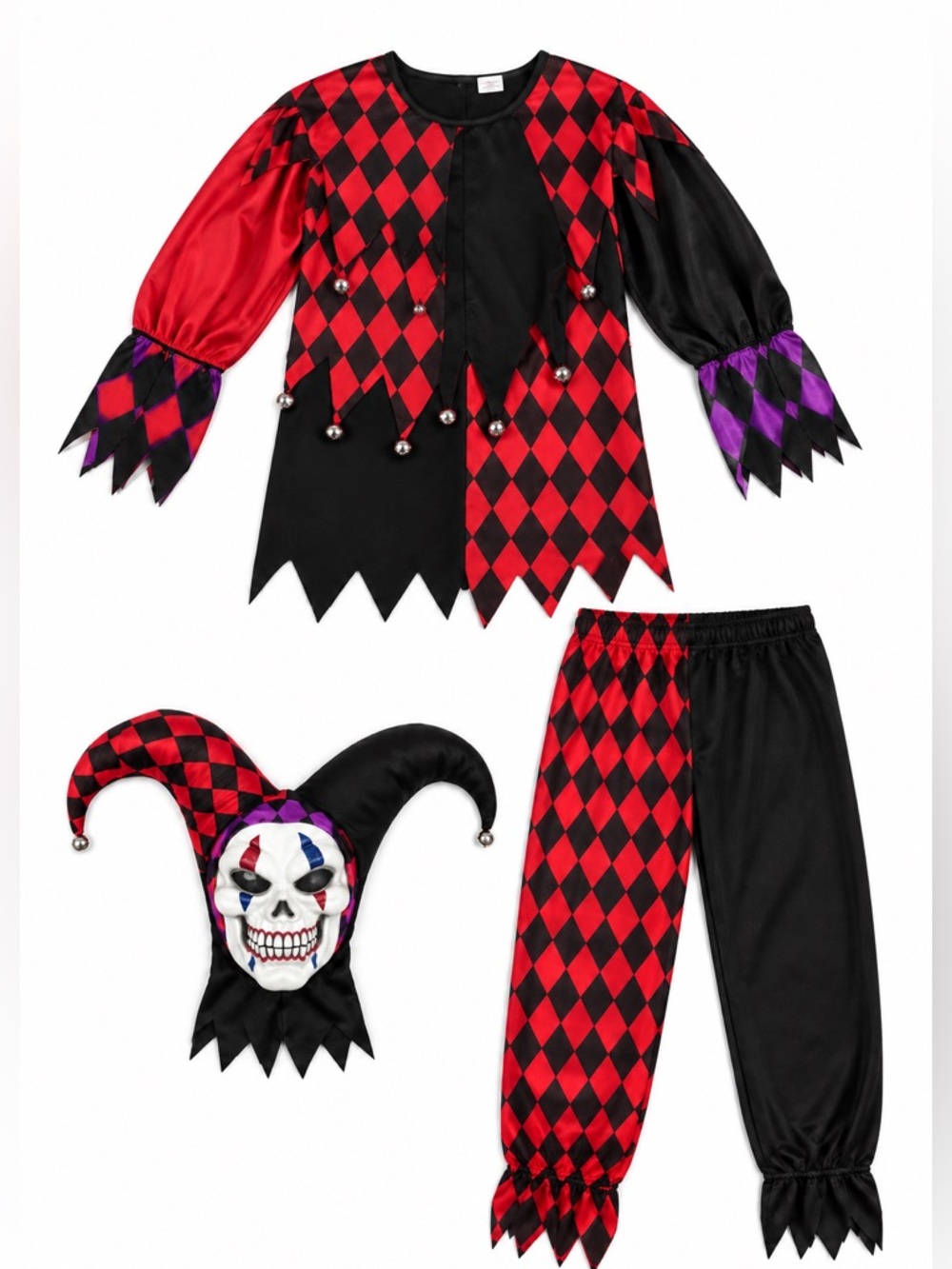 New - Spooktacular Creations Evil Jester Halloween Costume | Kids M 8-10